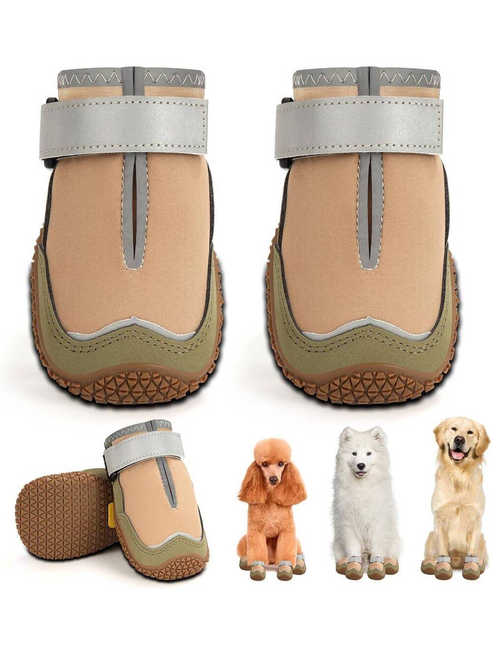 Hcpet Dog Boots, Brown Pro, Size 4, Set of 4, Dog Boots, Protective wear